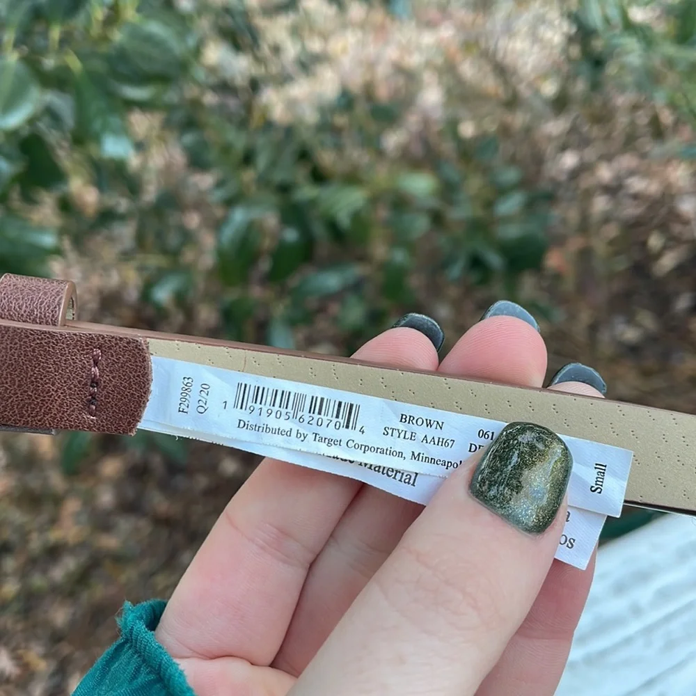 Brown Faux Leather Skinny Waist Belt